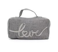 Grey Fabric Door Stop | Rectangle Weighted Door Stopper with Handle | Decorative Indoor Doorstop - Love