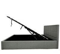 Grey Fabric Ottoman Storage Bed with Underneath Massive Store Space, Wooden Sprung Slatted Gas Liftup Solid Bedbase Modernique Grey Small Double