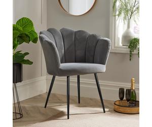 Grey Fabric Scallop Shell Chair Wing Back Armchair Occasional Sofa Gold Legs