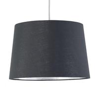 Grey Fabric with Silver Inner Easy Fit Light Shade/Lampshade for Ceiling Light or Table Lamps, 28cm Diameter