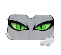 Grey Face Green Eyes Wind Sun Shade for Car Sun Visor Foldable Vehicle Sunshade 27.5×51.2 Inch