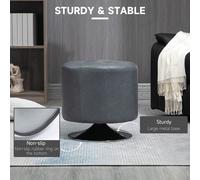 Grey Faux Leather 360 Swivel Foot Stool | Modern Ottoman with Steel Base
