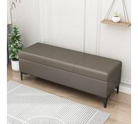 Grey Faux Leather Ottoman Bench - Stylish Upholstered Entryway Seating with Hidden, 330lbs Capacity, Perfect for Living Room & Bedroom, 31"x16"x17" (80x40x43cm)