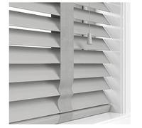 Grey Faux Wood Wooden PVC Window Venetian Blind/Blinds, Easy Fit Child Safe Trimmable Shutters, 50MM Slats with Matching Facia (Grey, Width: 75cm / Length: 150cm)
