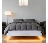 Grey Feather Down Comforter King Size,Premium Ultra-Soft Breathable Comforter High Fill Power Grey Duvet Insert,All Season Hotel Luxury Bedding Comforters 8 Corner & Center Loops,Baffle Box Design