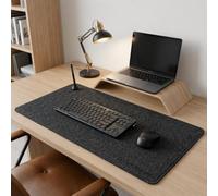 Grey Felt Desk Mat 90 x 40cm | Large Desk Pad with Non Slip Rubber Base | Desk Protector for Keyboard | Mouse & Laptop | Home Office Desk Accessory for Work, Study and Gaming