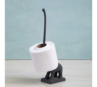 Grey Finish Elephant Toilet Roll Holder with Square Base | Fauna