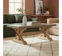 Grey Finish Top Traditional Wooden Coffee Table with Natural Wood Base | Pompeii