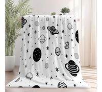 Grey Flannel Throw Blanket, Soft Warm Simple Space Planet Lines Blankets Bed for Kids Men Women - 70 x 100 cm (28" x 40") Fleece Throw for Bedroom Living Room Couch Sofa Bed Home Decorations
