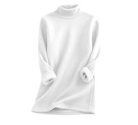 Grey Fleece,Turtleneck Plush Sweater Pullover Sweatshirts Casual Thick Velvet Plain Fleece Tops Sherpa Lined Thermal Crew Neck Tops Solid Loose Fit Loungewear Indoor and Outdor Warm Clothes White