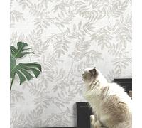 Grey floral wallpaper peel and stick wallpaper boho contact paper for cabinets removable wallpaper leaf wallpaper for bedroom Self Adhesive contact paper for drawers modern wallpaper shelf 17.3”×197”