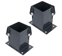 Grey Flush Fit Fence Post Bolt Down Shoe Holder Support 100mm x 100mm 2PK