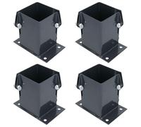 Grey Flush Fit Fence Post Bolt Down Shoe Holder Support 100mm x 100mm 4PK