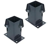 Grey Flush Fit Fence Post Bolt Down Shoe Holder Support 75mm x 75mm 2PK