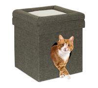 Grey foldable cat den 2 Storey Soft Cushions Foldable Cat Cave Foldable Pet Cave