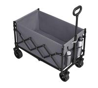 SONGMICS Festival Trolley on Wheels, Foldable Camping Cart, Pull Garden Wagon, Adjustable Handle, 4 Reinforced Wheels, Outdoor, Yard, Loads Up to 120 kg, 150 L, Dove Grey GFW150GD01