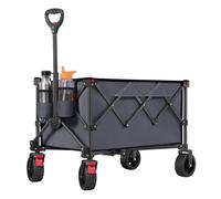 (Grey) Foldable Garden and Camping Trolley with Handle, 4 Removable Wheels, Space-Saving, Outdoor, Black