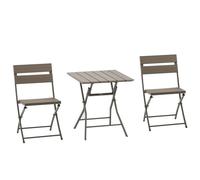 Grey Foldable Garden Bistro Set with Table and 2 Chairs for Balcony or Terrace Wyld and Coco Grey 1 Pack