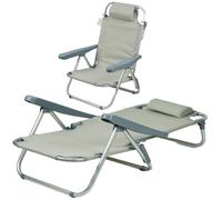 Adjustable Folding Beach Chair Sun Bed Lounger Gr8 Garden Grey One Size