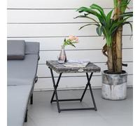 Grey-Folding Square Rattan Coffee Table For Bistro Balcony Garden Outdoor
