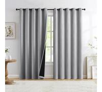 Grey Full Blackout Linen Curtains 90-inch-Long Thermal Insulated Noise Reducing Bedroom Drapes Rustic Farmhouse Triple Weave Window Treatment Set for Theatre, Nursery, 60"x90"x2, Grey
