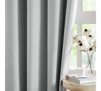 Grey Full Blackout Linen Curtains for Bedroom, Short Thermal Insulated Noise Reducing Curtain Drapes Rustic Farmhouse Triple Weave Window Treatment Panels for Kitchen Basement, 52"x54"x2, Light Grey