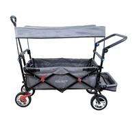 FUXTEC Folding Wagon for Kids to Sit In - CT800 Hand Cart, Trolley with Roof, Front & Rear Wheel Brakes, Solid Rubber Tires, Hanger, Interior Extension for Extra Legroom, Suitable for Children