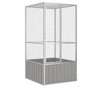 Grey Galvanised Steel Bird Cage 111x107x211.5 cm Large Aviary for Pets