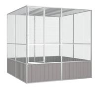 Grey Galvanised Steel Bird Cage 213.5x217.5x211.5 cm for Small Animals