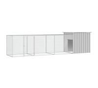 Grey Galvanised Steel Chicken Cage, 400x91x100 cm Outdoor Animal Pen with Lockable Latch, Secure Habitat for Chickens, Ducks, Small Animals