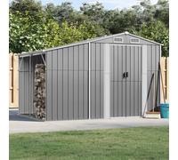 Grey Galvanised Steel Garden Shed 277x192.5x179cm with PP Panels, Lockable Door