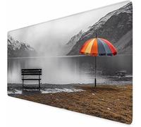 Grey Gaming Mouse Pad Cloudy Day Large Mouse Mat 48" x 24" Washable Mousepad, Office Accessories, Mousepad with Non-Slip Base and Stitched Edge, Keyboard Mat for Home Office Gaming Room -XZ346ET