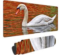 Grey Gaming Mouse Pad Large 600x300x3 mm, Extended Mouse Mat Swan Desk Mat With Non-Slip Rubber Base, Waterproof Mousepad, Desk Pad With Stitched Edges for Home Office Decor, Gifts for Men Kids z-3716