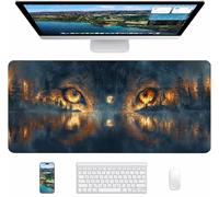 Grey Gaming Mouse Pad, Wolf Large Mouse Mat 1600x800x3mm, Desk Pad with Stitched Edges, Keyboard Mat with Waterproof Non-Slip Rubber Base, Desk Accessories and PC Accessories, Gifts for Women U-4867
