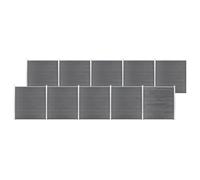 Grey Garden Fence WPC Panel Set, 1737x186 cm Outdoor Privacy Barrier, Durable Wood-Plastic Composite Yard Fencing with Aluminum Posts for Animal Protection