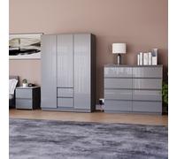 (Grey) Glinton 3pc Bedroom Furniture Set High Gloss (10)