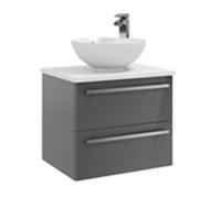 Grey Gloss 2 Drawer Hung Unit with Counter Top Basin 60cm Wide Clifton Grey One Size
