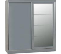 Grey Gloss Nevada 2 Door Sliding Wardrobe with Mirror Bedroom Furniture Storage