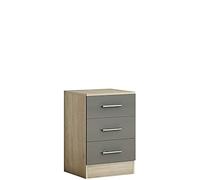 Grey Gloss Three Piece Bedroom Furniture Set - Bedside ONLY