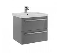 Grey Gloss2 Drawer Hung Unit withCeramic Basin 60cm Wide Clifton Grey One Size