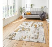 Think Rugs Apollo Grey/Gold Rectangle 160 x 220 cm Polypropylene Modern Abstract GR579, Grey