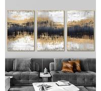 Grey Gold Abstract Wall Art Blue Grey Abstract Canvas Modern Abstract Art Prints Grey Abstract Painting Set of 3 Blue Grey Gold Wall Art Modern Grey Abstract Pictures Grey Abstract Artwork No Frame
