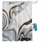Grey Gold Marble Shower Curtain for Bathroom, Gradient Marble Modern Abstract Waterproof Cloth Fabric Bathroom Accessories Set with 12 Rust Proof Plastic Hooks, 48” x 72”