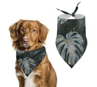 Grey Gold Plant Leaves Dog Bandanas for Feeding Grooming, Triangle Pet Bibs for Cats & Dogs Washable Fashion Pets Scarf for Party Travel 27.6 X 11.8 Inch