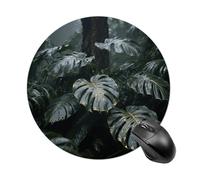 Grey Gold Plant Leaves Round Mouse Pad 7.8 Inch, Portable Gaming Mouse Mat with Non-Slip Rubber Base & Smooth Surface, Waterproof Mousepad for PC, Laptop, Computer, Office, Home