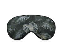 Grey Gold Plant Leaves Sleep Mask for Women Men, Soft Eye Mask with Adjustable Strap for Sleeping, Light Blocking Travel Blindfold for Nap Comfortable Eye Cover for Home Office