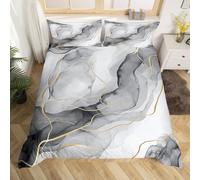 (Grey Gold White, Single(No Comforter)) Homewish Light Purple Marble Bedding Set Gold Abstract Fluid Marbling Duvet Cover For Men Women Bronzing Sequins Marble Grain Double Comforter Cover F