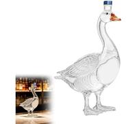 Grey Goose Wine Bottle, 30th Anniversary 3D Sculpted Vodka Bottle, Goose Wine Bottle Holder, 350ml Goose Glass Whiskey Bottle, Whiskey Decanter Container, Transparent Liquor Decanter for Bar, Home (A)