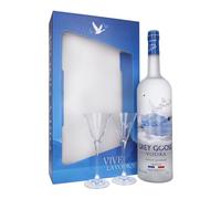 GREY GOOSE WITH 2 TUMBLERS 1.75L, Premium French Vodka, Made from The Finest French Single-Origin Wheat & Natural Spring Water, 40% ABV