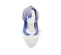 Grey Gradient Blue Wig Layered Straight Wig Cosplay Costume Wigs Fiber Hair Wigs (Grey Gradient Blue)